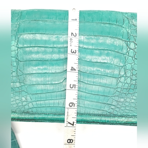 Nancy Gonzalez Green Crocodile Flap Crossbody Luxury Shoulder Bag Purse - Picture 12 of 15